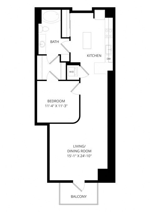 a floor plan of a small house with a bedroom and a living room